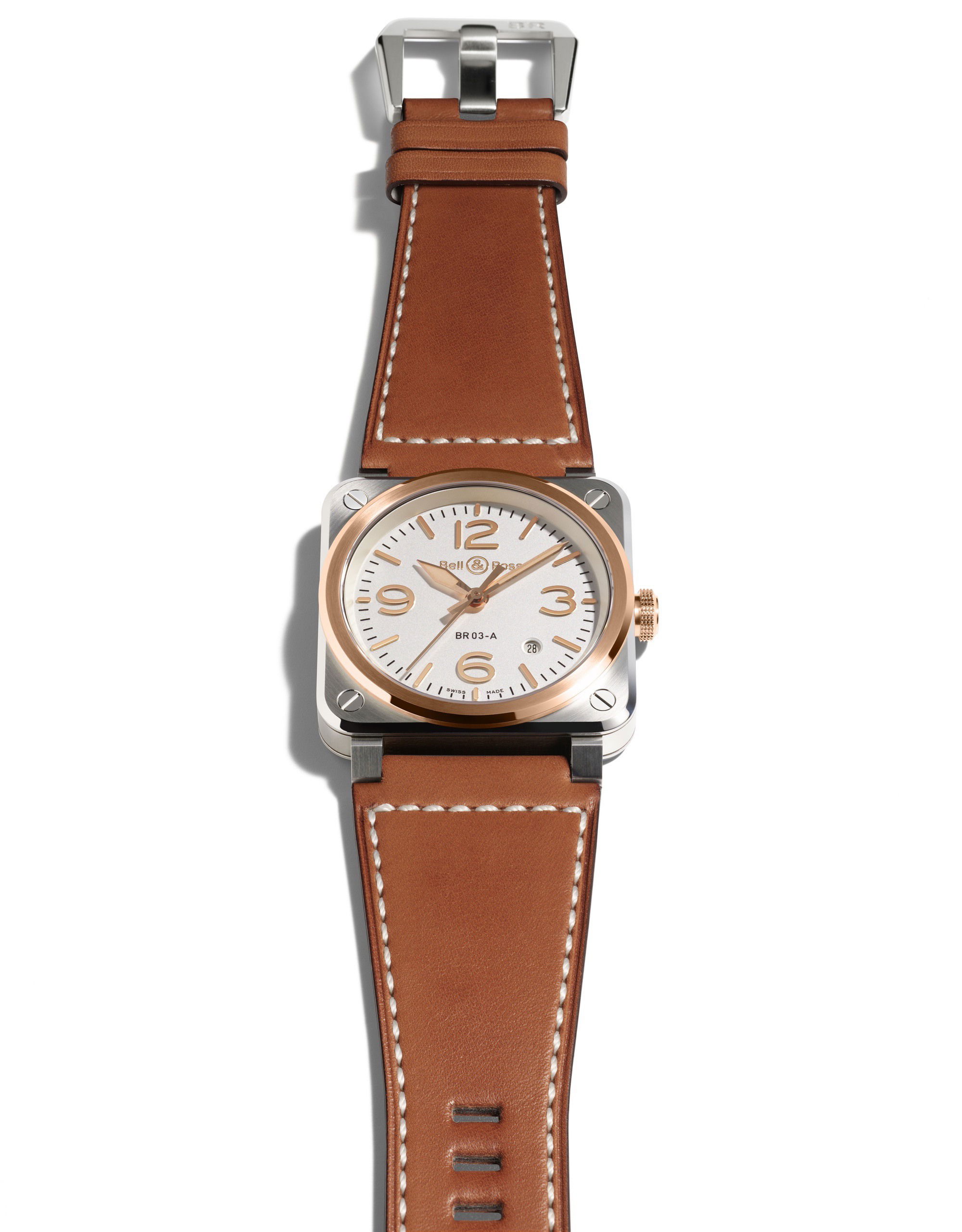 Bell & Ross BR 03 White Steel & Gold BR03A-WH-STPG/SCA Replica 2