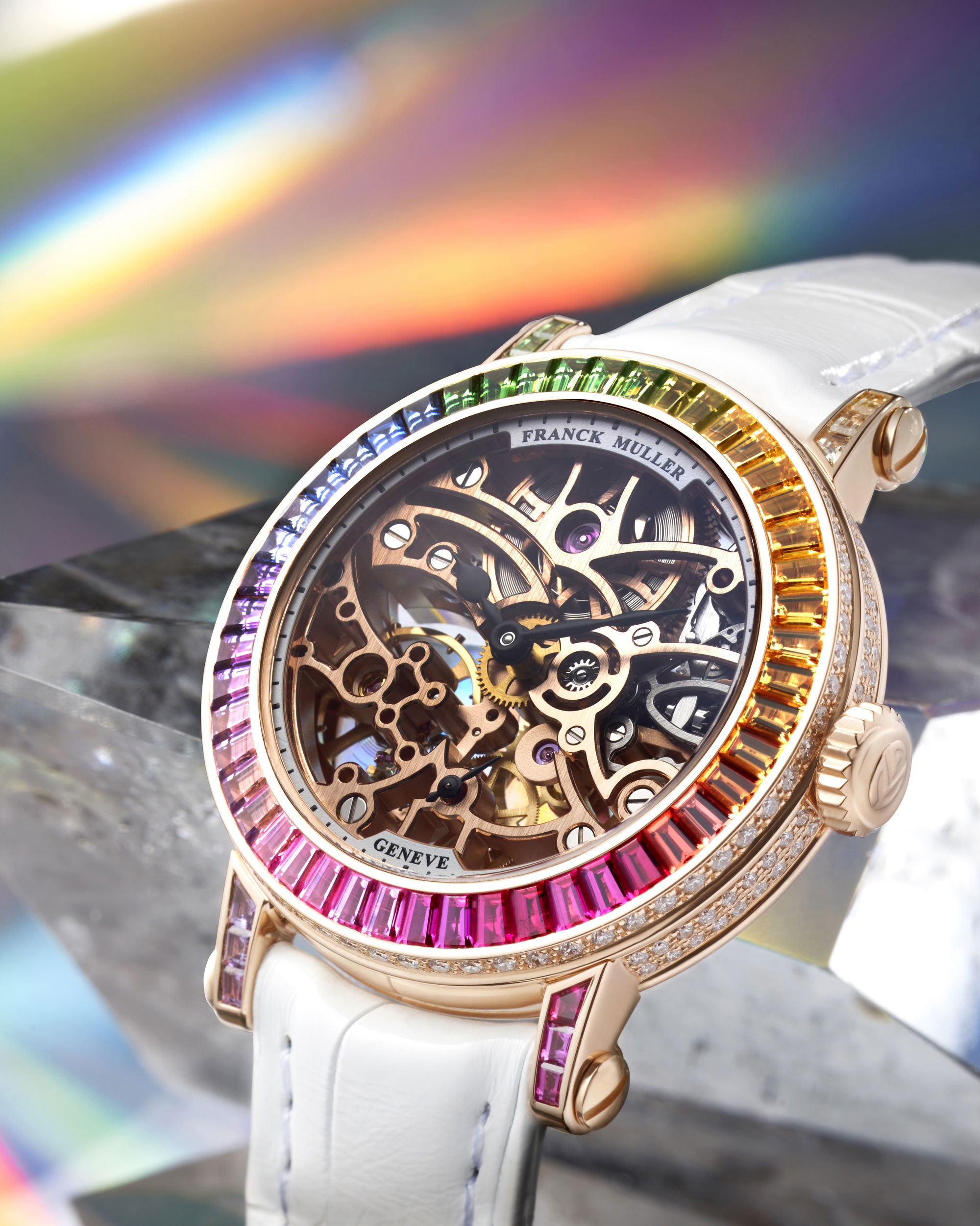 Franck Muller Round Skeleton Baguette 7031-B-S6-SQT-BAG-1RNBW-5N Replica 2