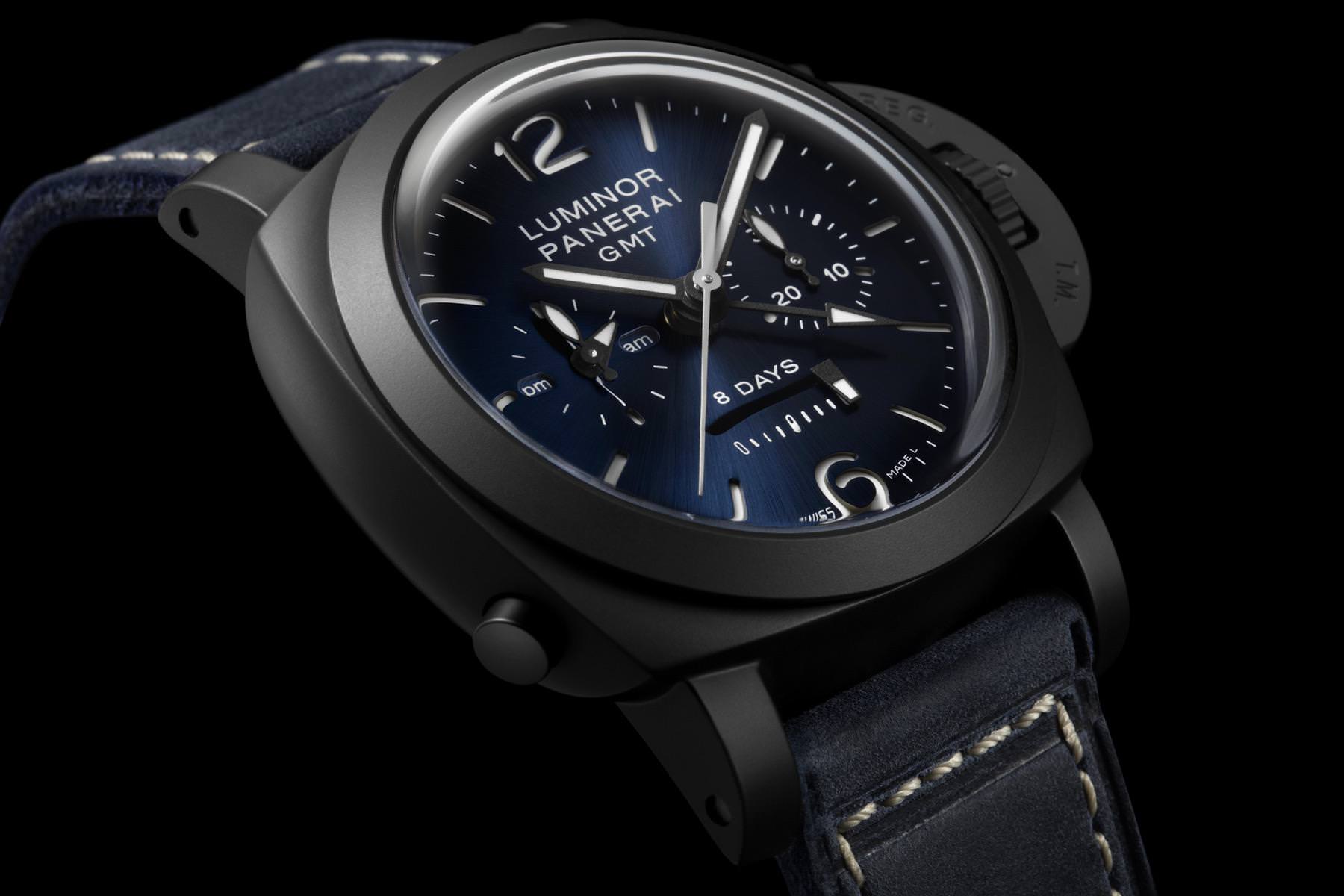 IMG_9085 Panerai Luminor Chrono Monopulsante 8 Giorni GMT Blu Notte PAM01135 Replica 2