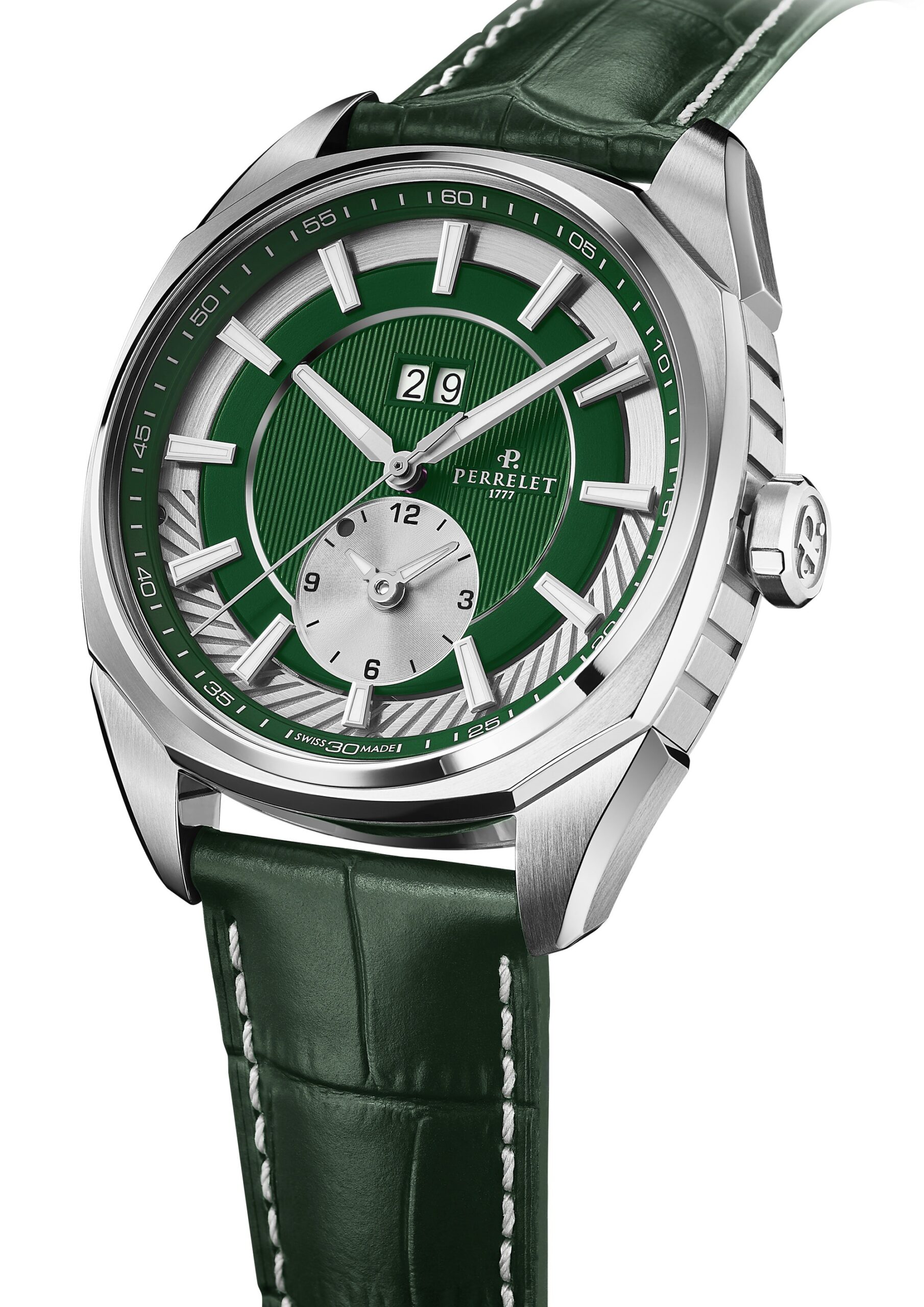 IMG_9085 Perrelet LAB Peripheral Dual Time Big Date Green A1101/5 Replica 2