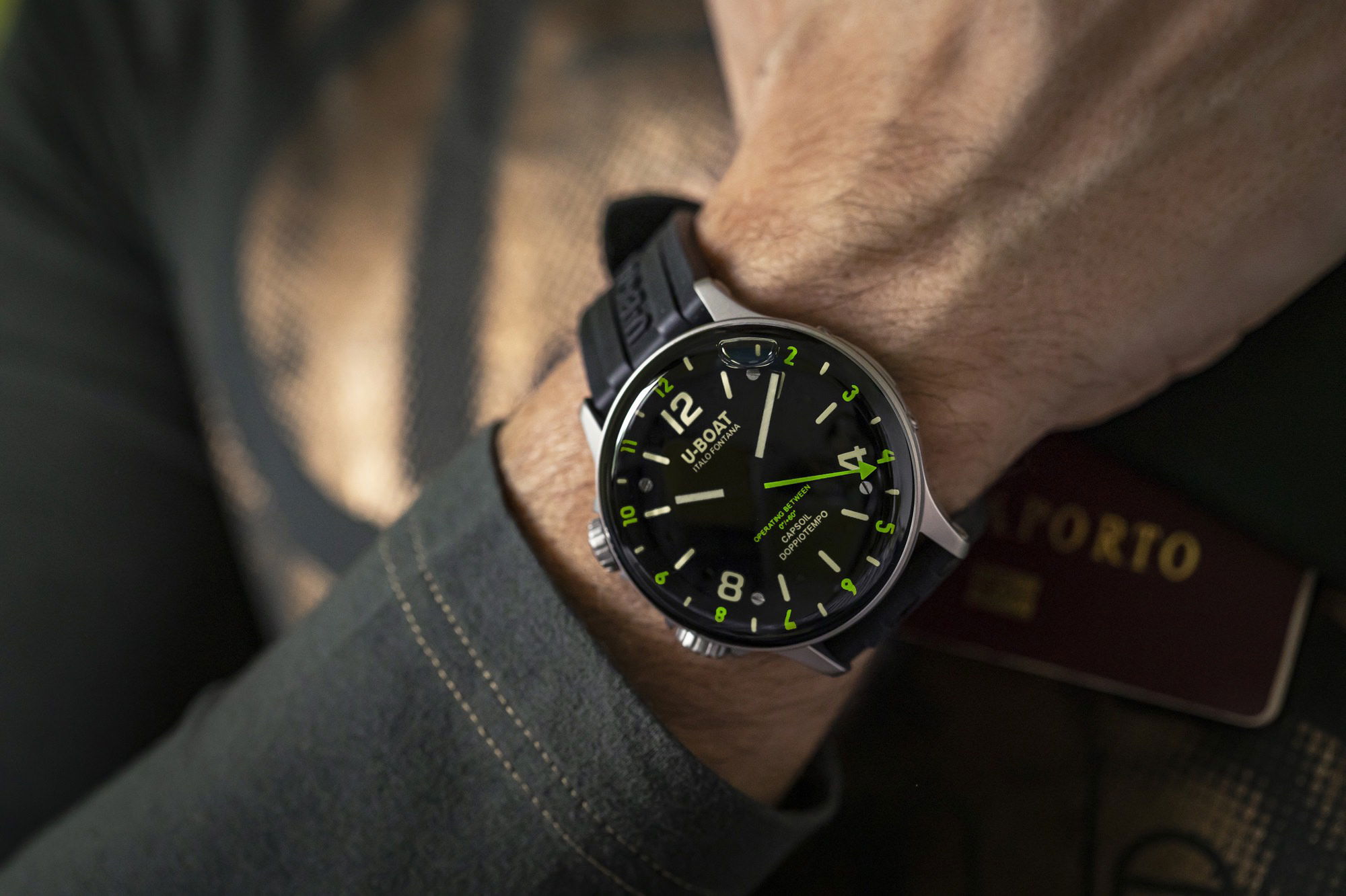 U-Boat Capsoil Doppiotempo 45 SS Green Rehaut 8838/A Replica 2