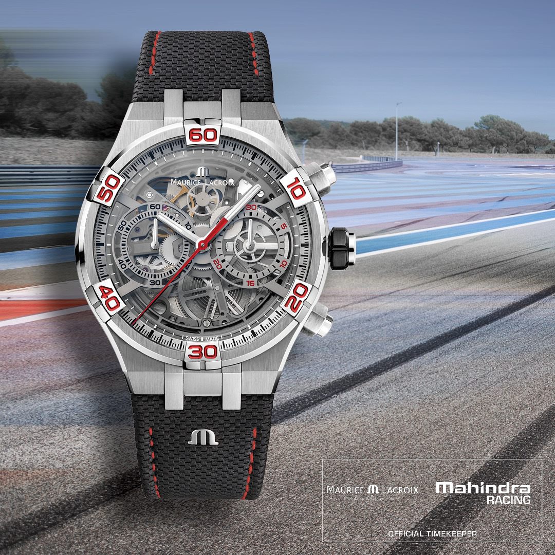 IMG_9086 Maurice Lacroix Aikon Chronograph Skeleton Automatic 44 Special Edition Mahindra Racing AI6098-SS001-091-2 3
