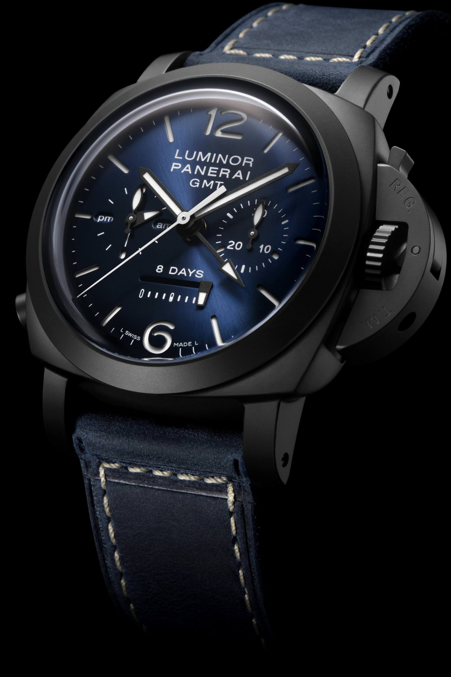 IMG_9086 Panerai Luminor Chrono Monopulsante 8 Giorni GMT Blu Notte PAM01135 3