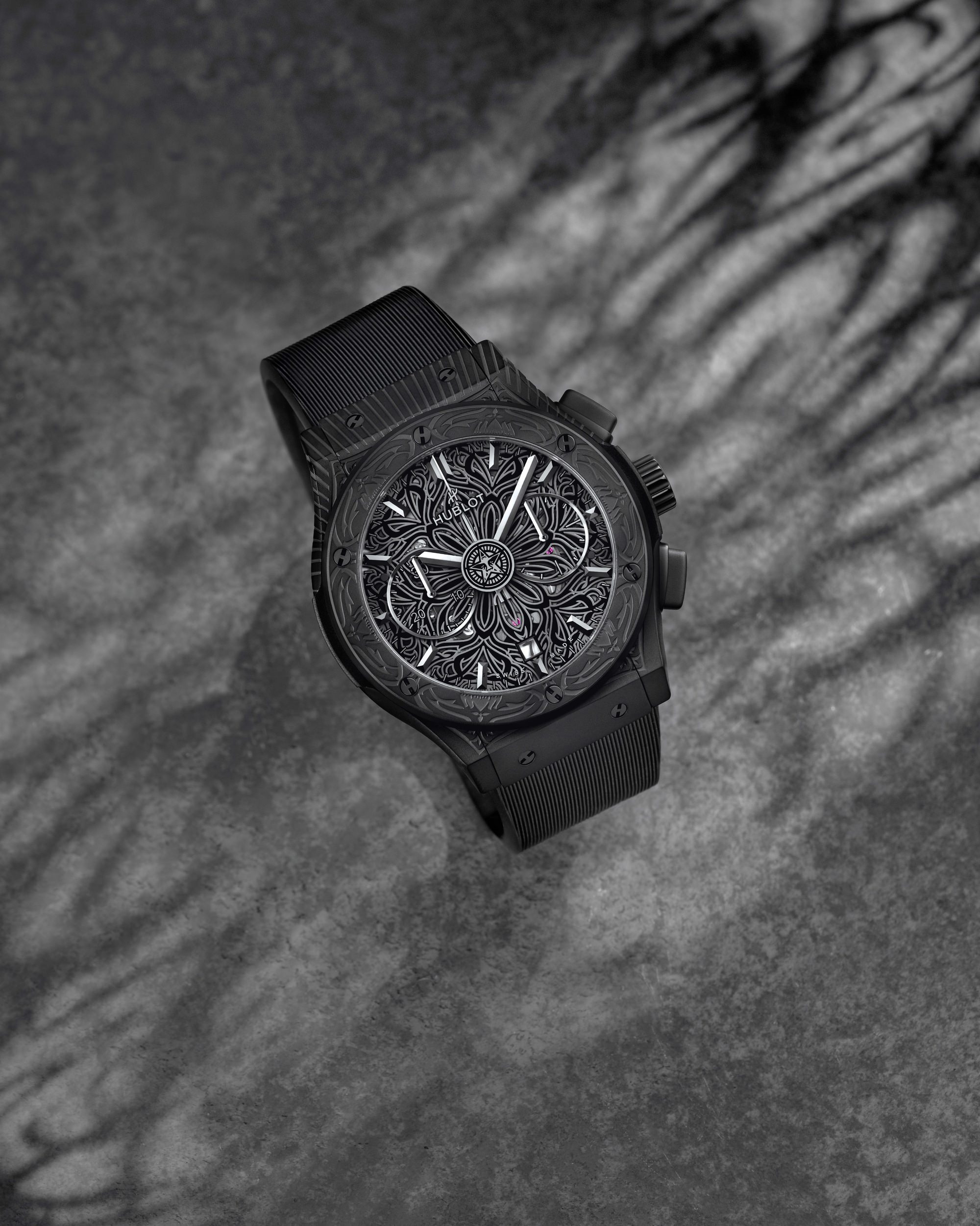 IMG_9081 Hublot Classic Fusion Aerofusion Chronograph All Black Shepard Fairey 525.CI.0117.RX.SHF22 Replica 4