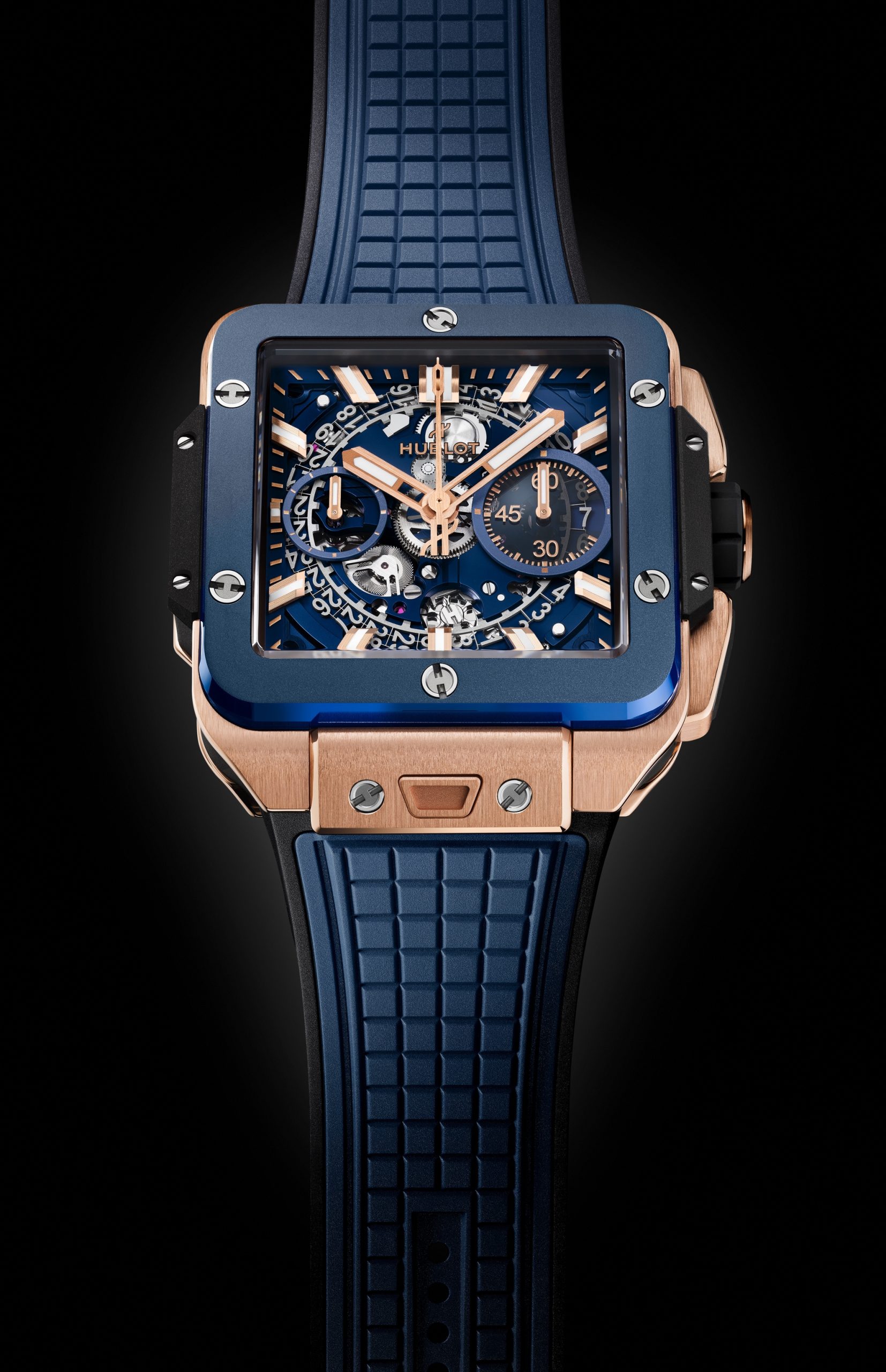 IMG_9081 Hublot Square Bang Unico King Gold Blue Ceramic 821.OL.5180.RX-SD Replica 4