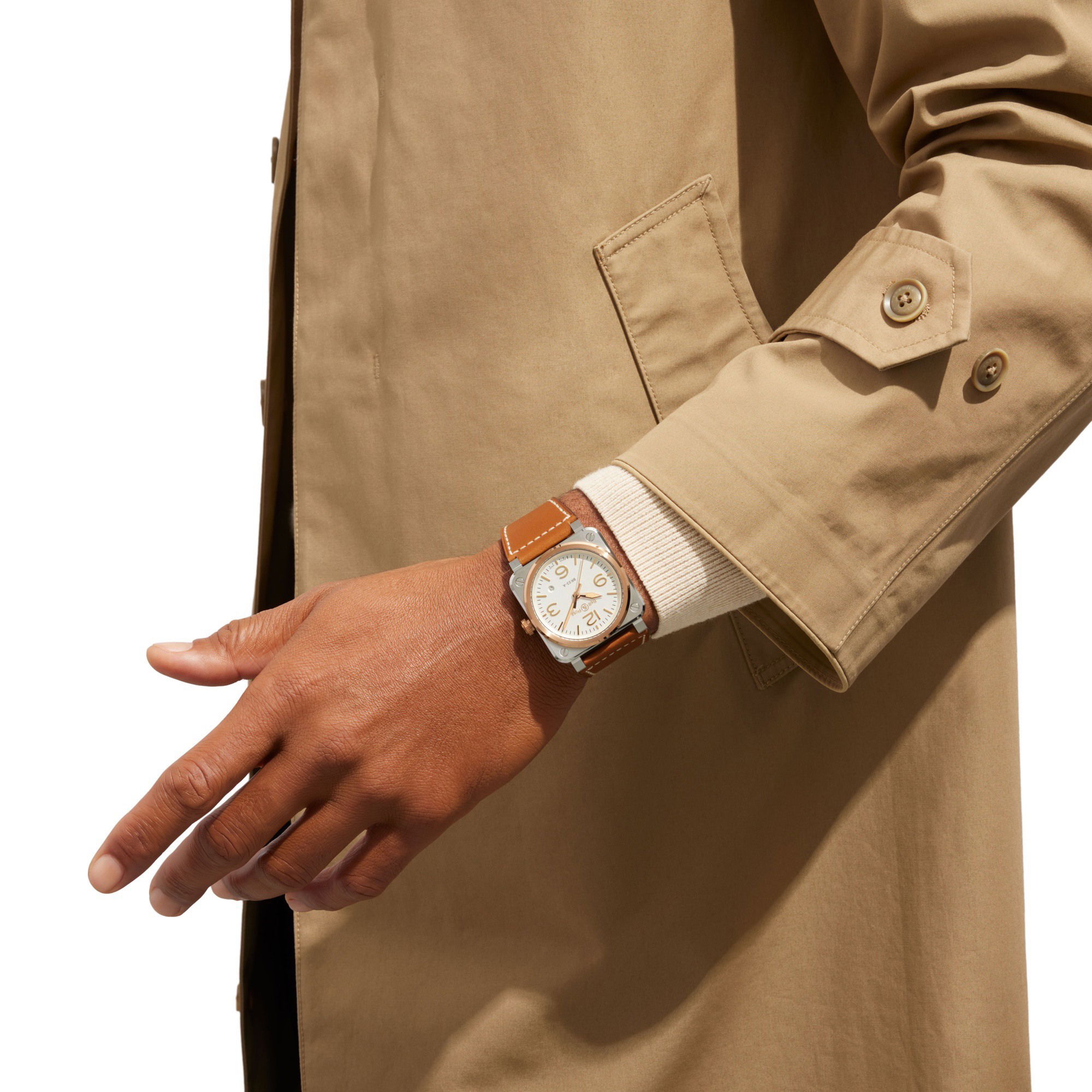 Bell & Ross BR 03 White Steel & Gold BR03A-WH-STPG/SCA Replica 5