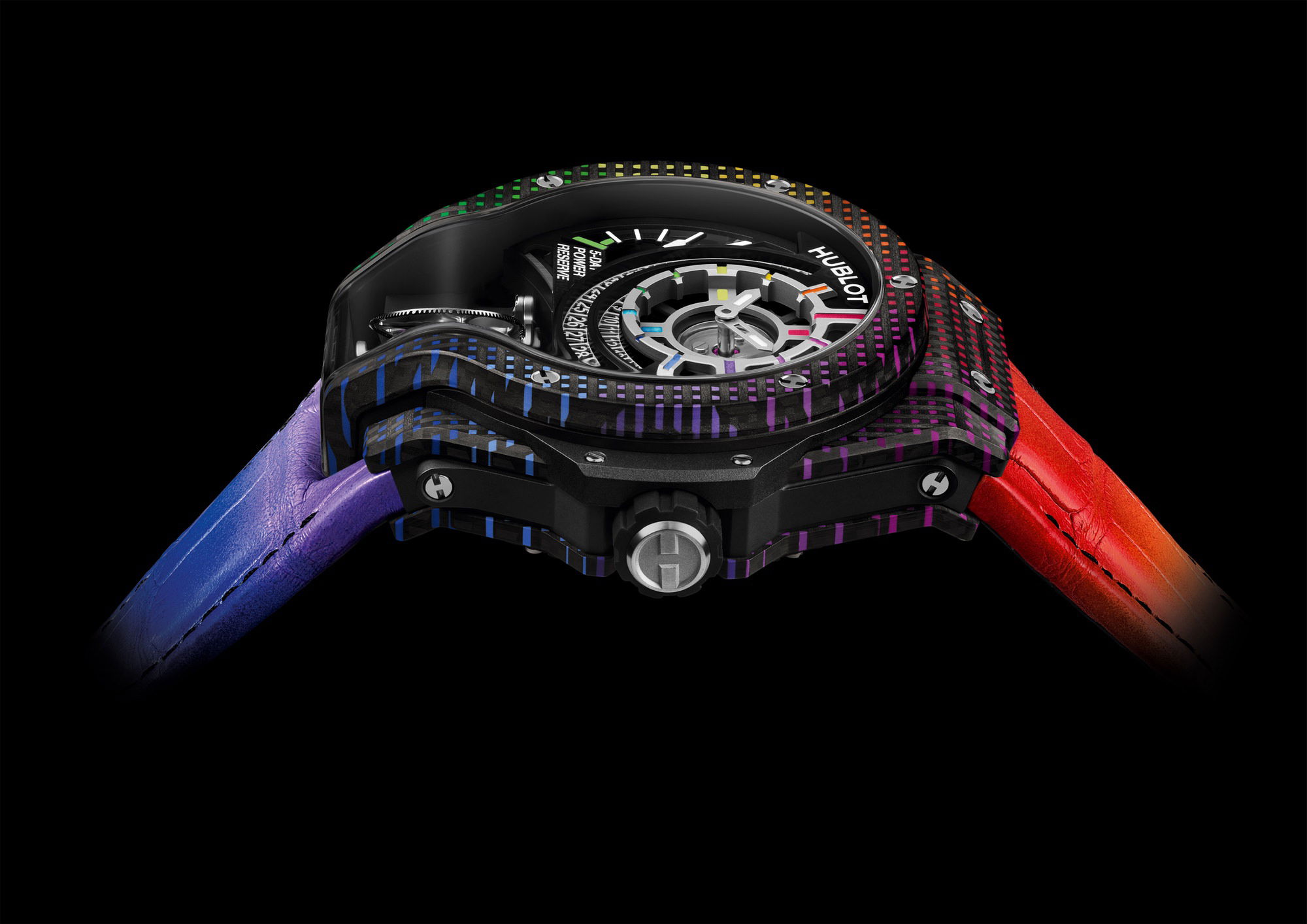 IMG_9081 Hublot MP 09 Tourbillon Bi-Axis Rainbow 3D Carbon 909.QDRB.1120.LR Replica 5