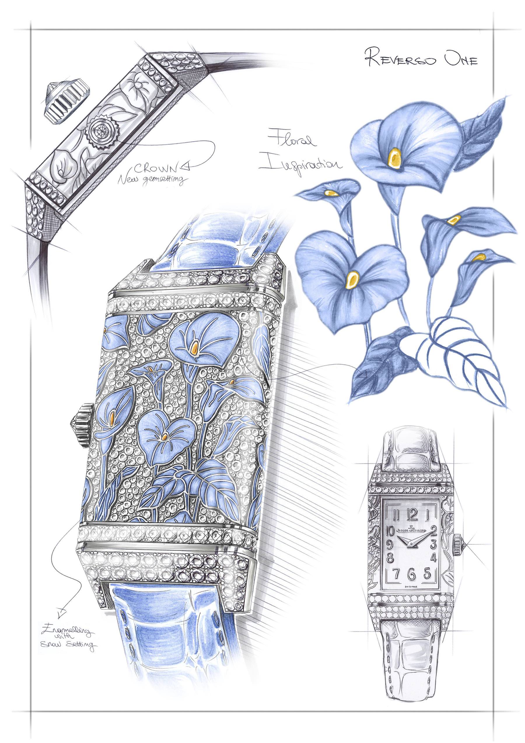 Jaeger-LeCoultre Reverso One Precious Flowers Blue Arums Q3293401 Replica 5
