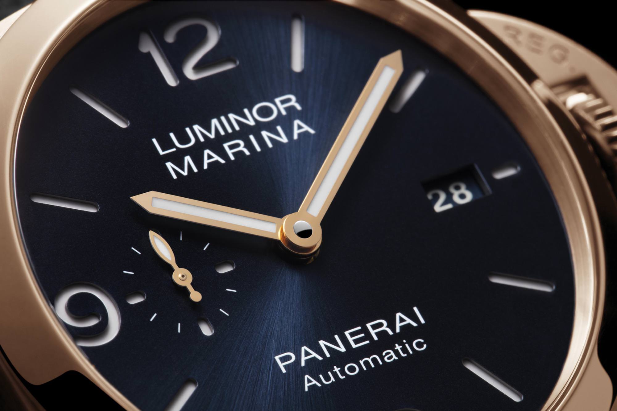 Panerai Luminor Marina Goldtech? Sole Blu PAM01112 Replica 5