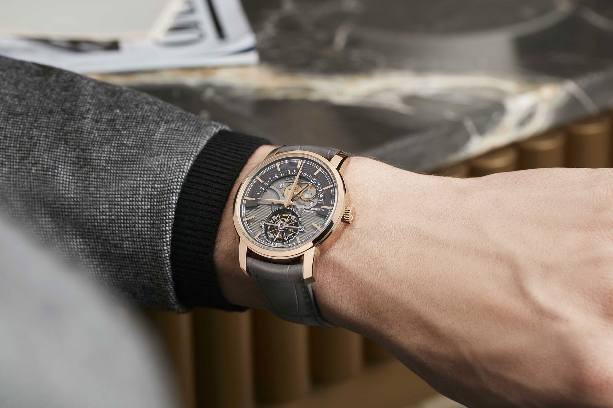 Vacheron Constantin Traditionnelle Tourbillon Retrograde Date Openface 6010T/000R-B638 Replica 5