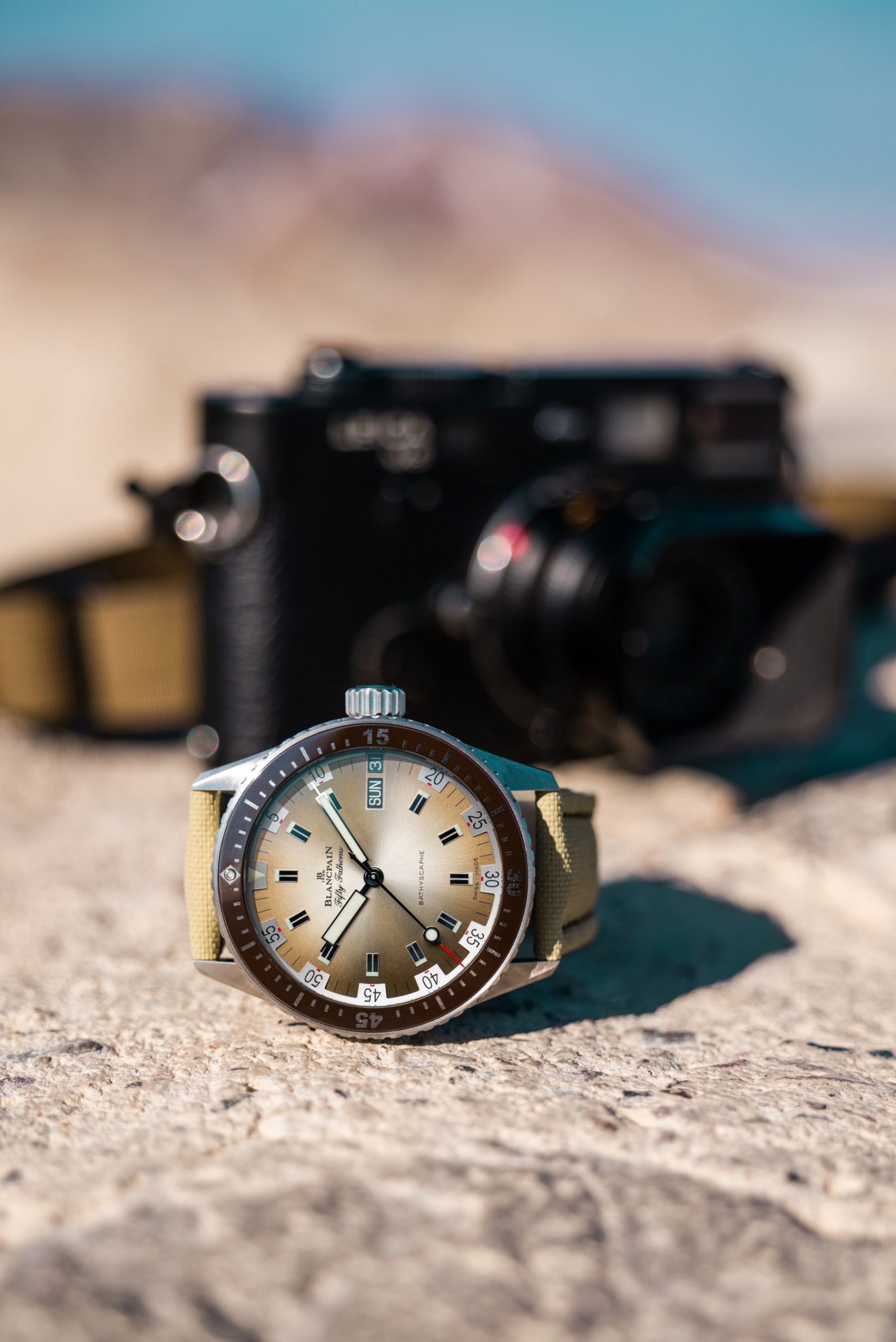 IMG_9081 Blancpain Fifty Fathoms Bathyscaphe Day Date Desert Edition 5052 1146 E52A Replica 6