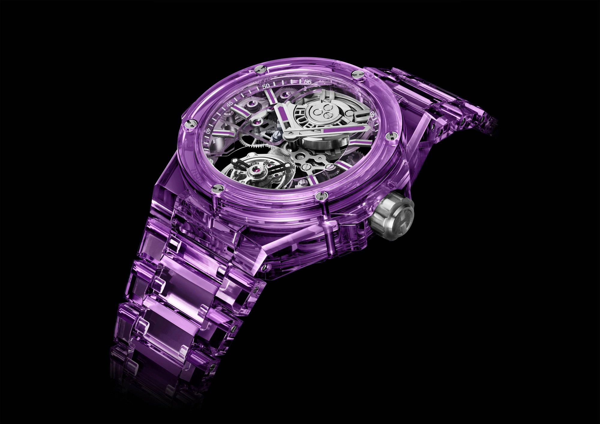 Hublot Big Bang Integrated Tourbillon Full Purple Sapphire 455.JM.0120.JM Replica 6