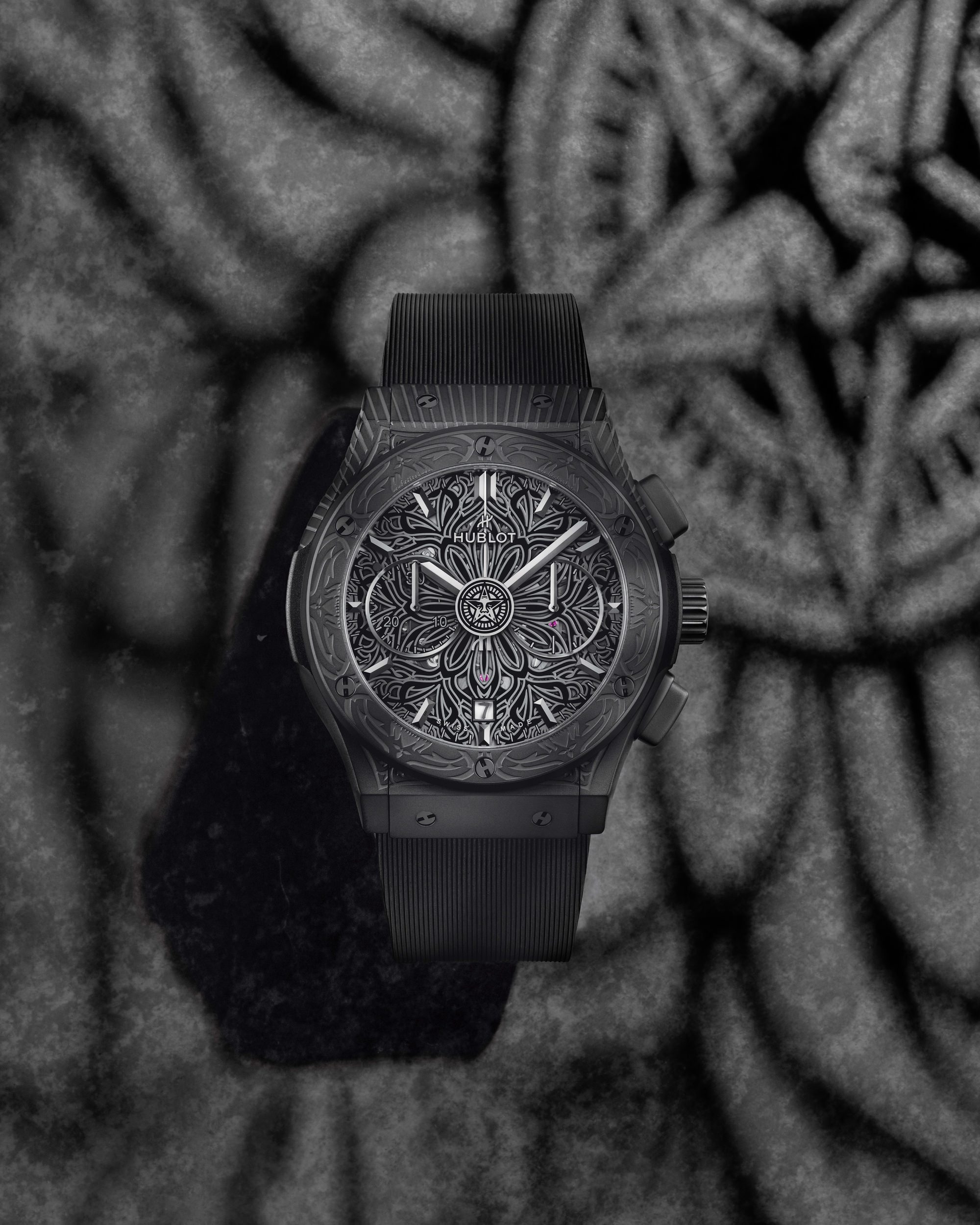 IMG_9081 Hublot Classic Fusion Aerofusion Chronograph All Black Shepard Fairey 525.CI.0117.RX.SHF22 Replica 6