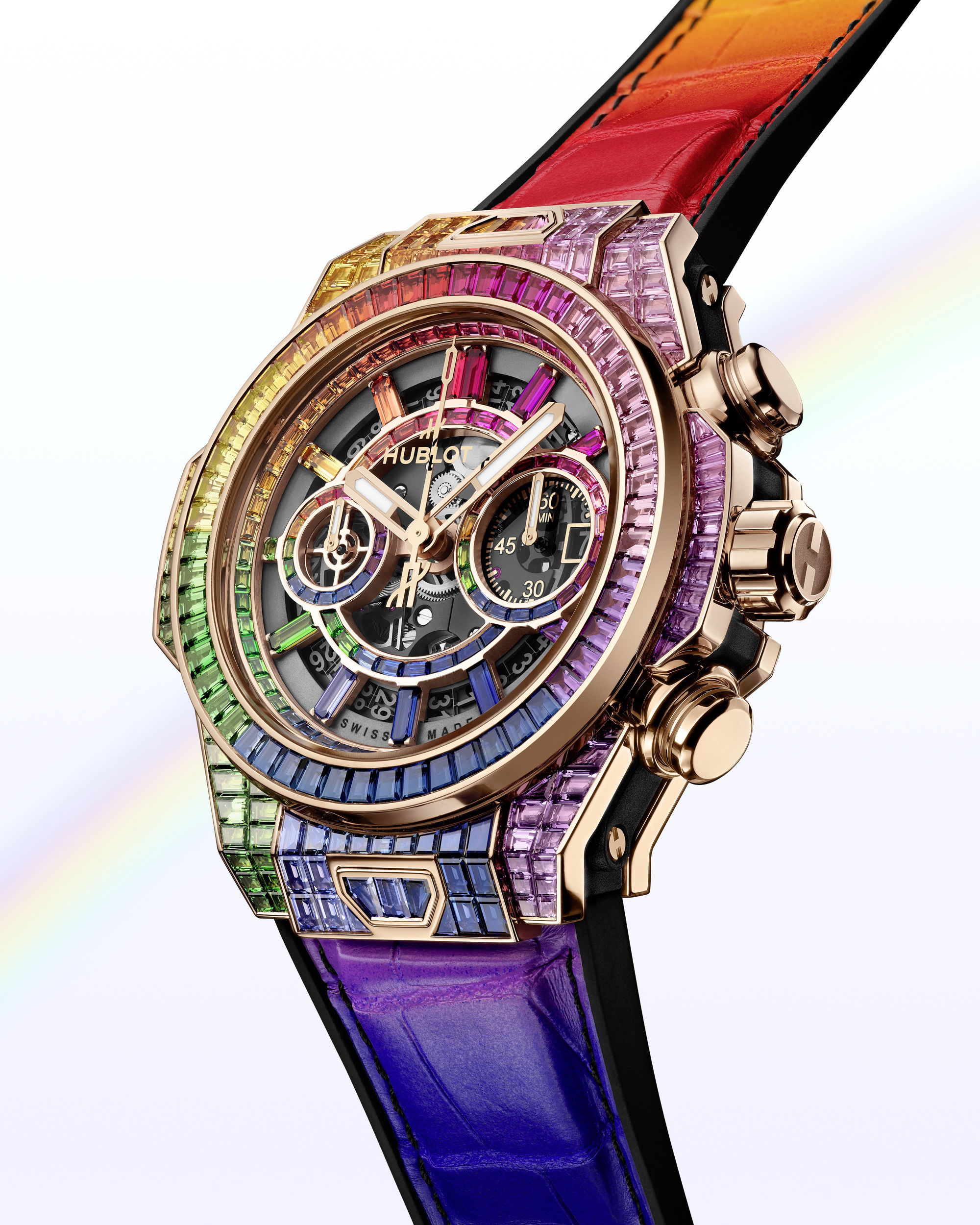 IMG_9081 Hublot Big Bang Unico High Jewellery King Gold Rainbow 421.OX.9099.LR.9999 Replica 7