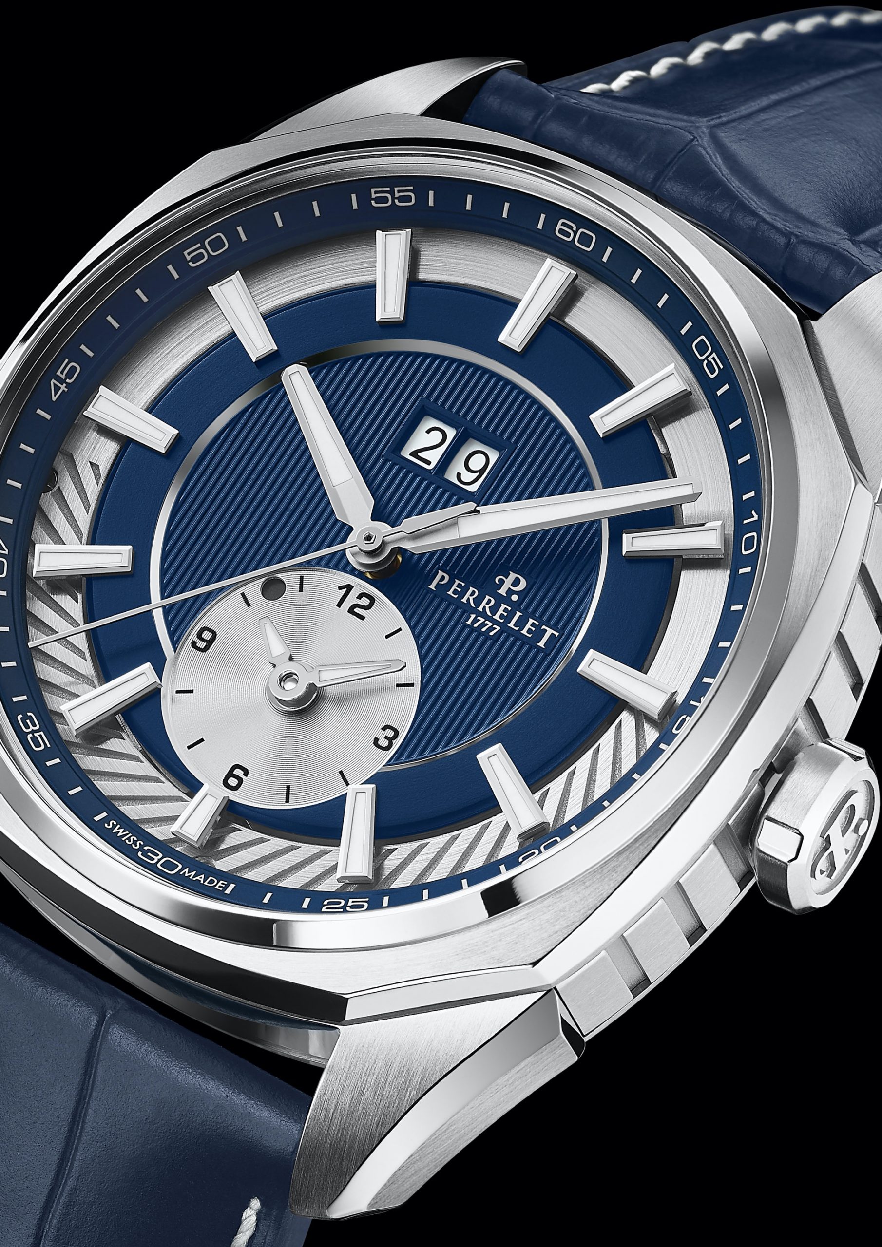 IMG_9081 Perrelet LAB Peripheral Dual Time Big Date Blue A1101/4 Replica 7