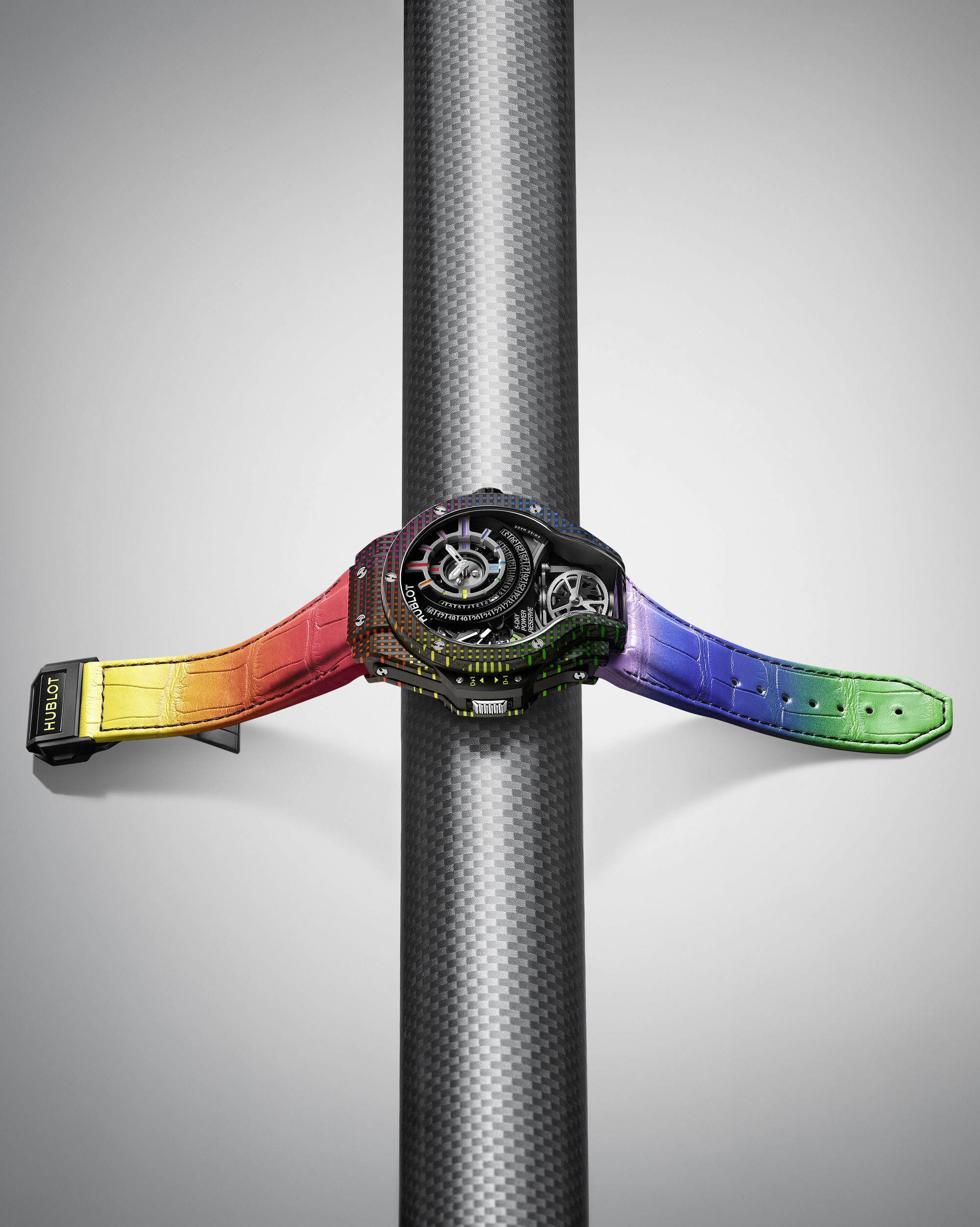IMG_9081 Hublot MP 09 Tourbillon Bi-Axis Rainbow 3D Carbon 909.QDRB.1120.LR Replica 8