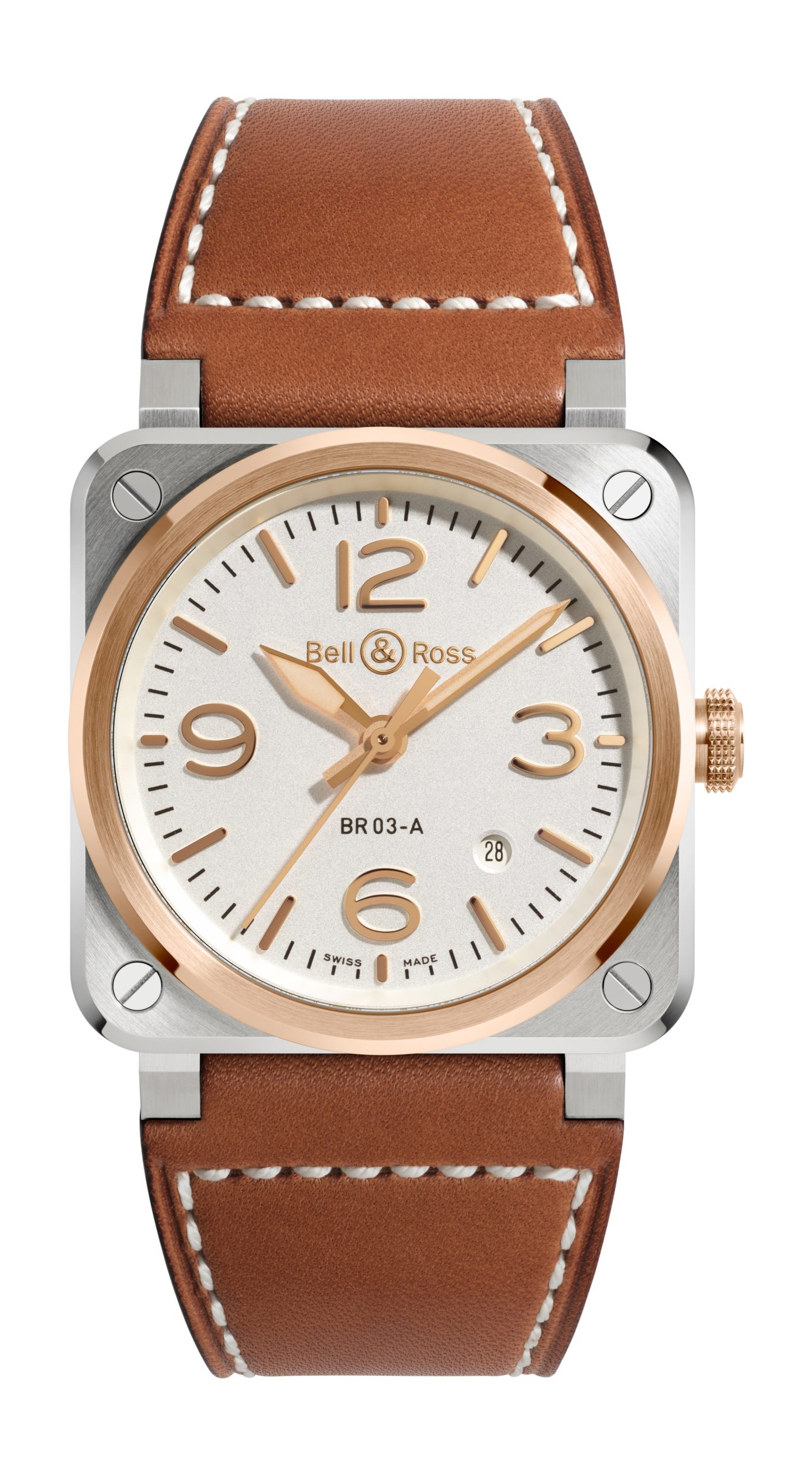 Bell & Ross BR 03 White Steel & Gold BR03A-WH-STPG/SCA