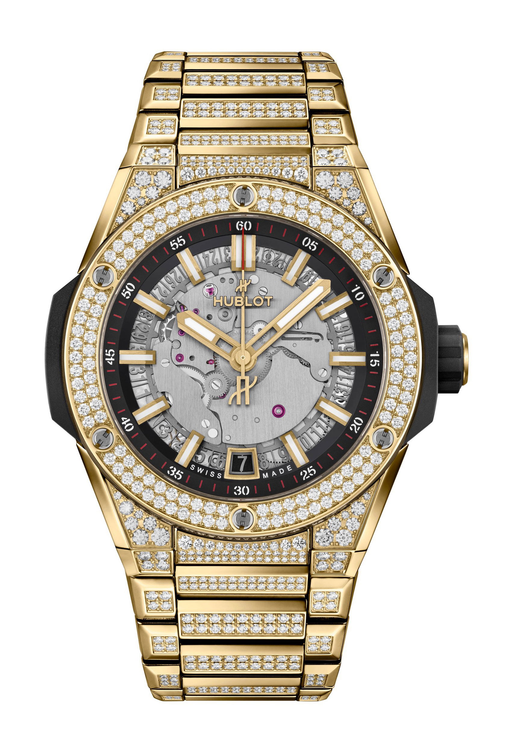 Hublot Big Bang Integrated Time Only Yellow Gold Pave 456.VX.0130.VX.3704