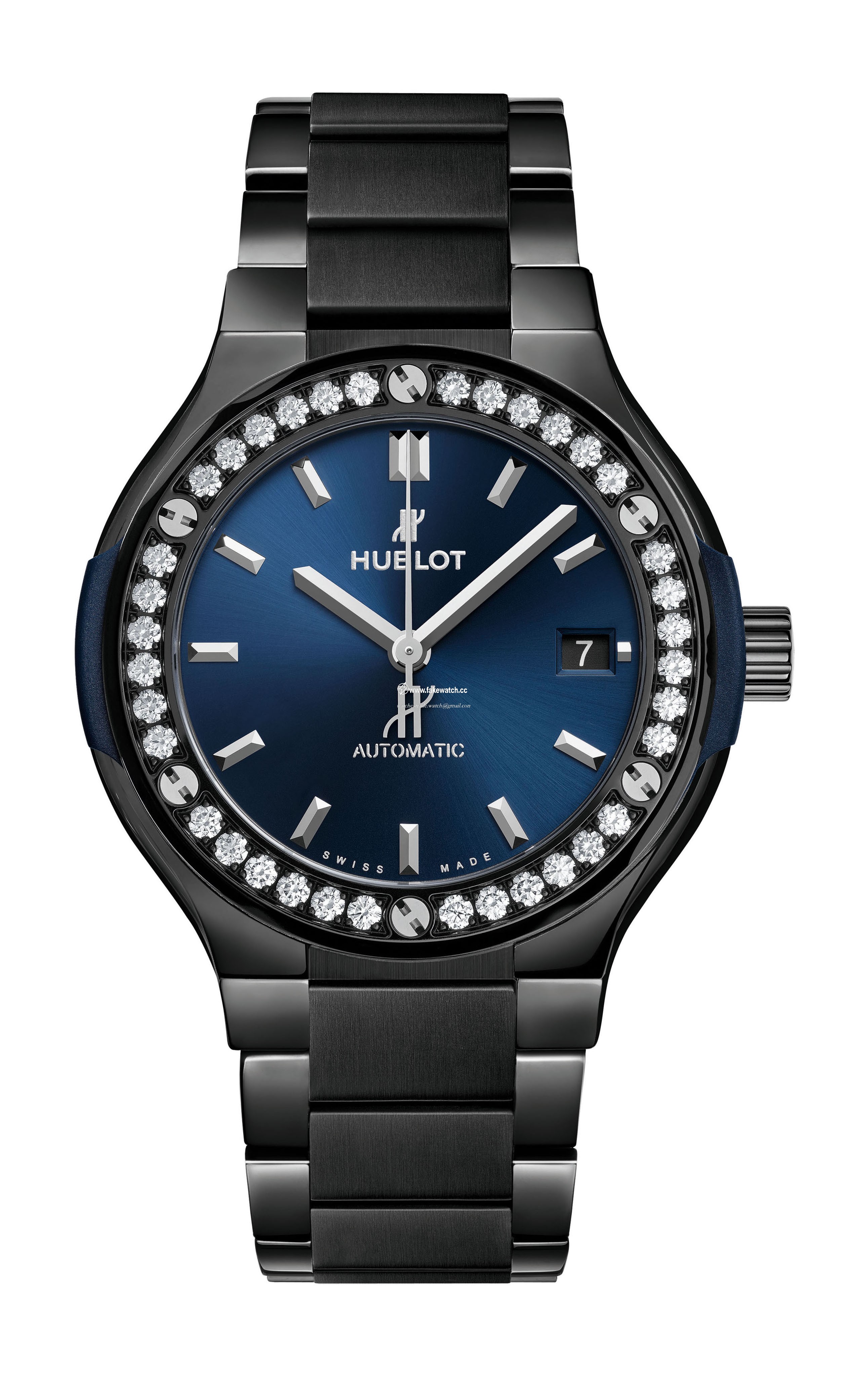 Hublot Classic Fusion Ceramic Blue Bracelet Diamonds 568.CM.7170.CM.1204