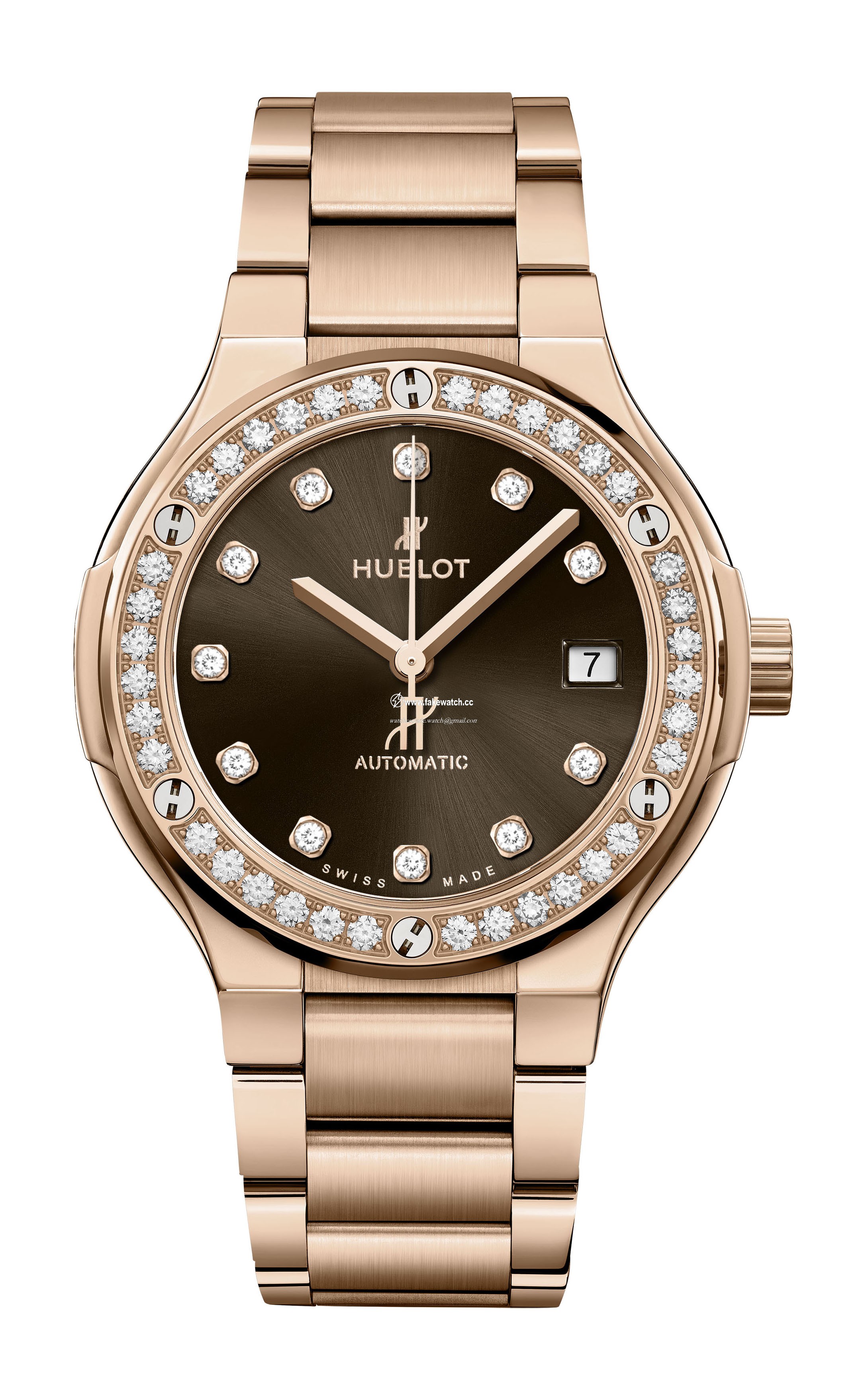 Hublot Classic Fusion King Gold Brown Diamonds Bracelet 568.OX.898M.OX.1204
