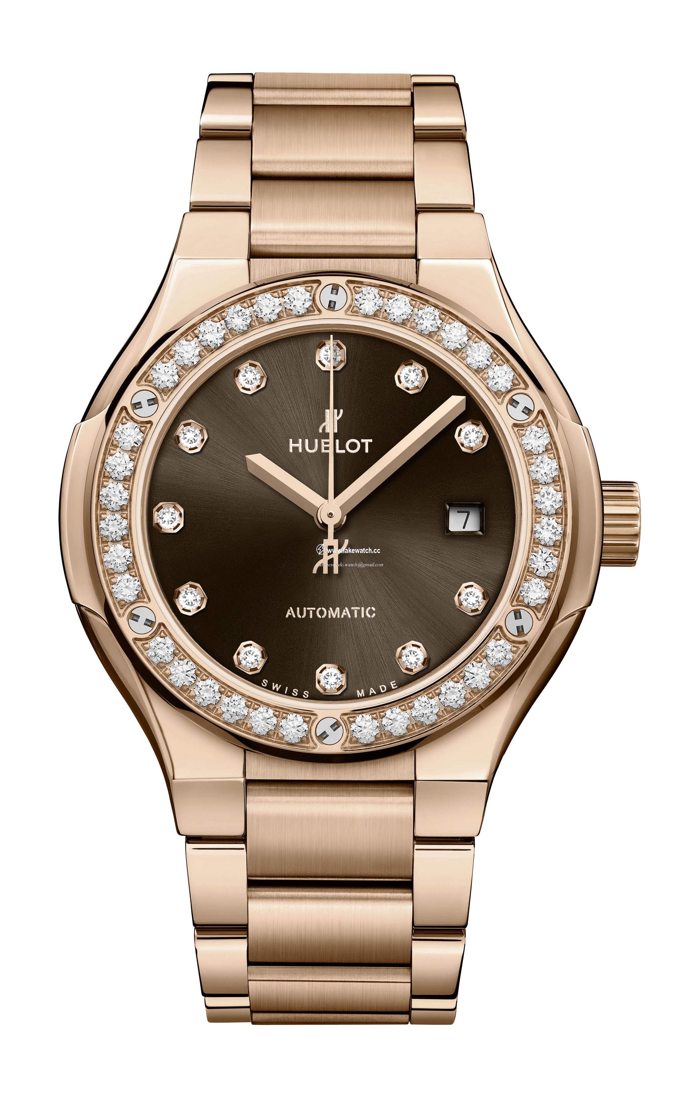 Hublot Classic Fusion King Gold Brown Diamonds Bracelet 585.OX.898M.OX.1204
