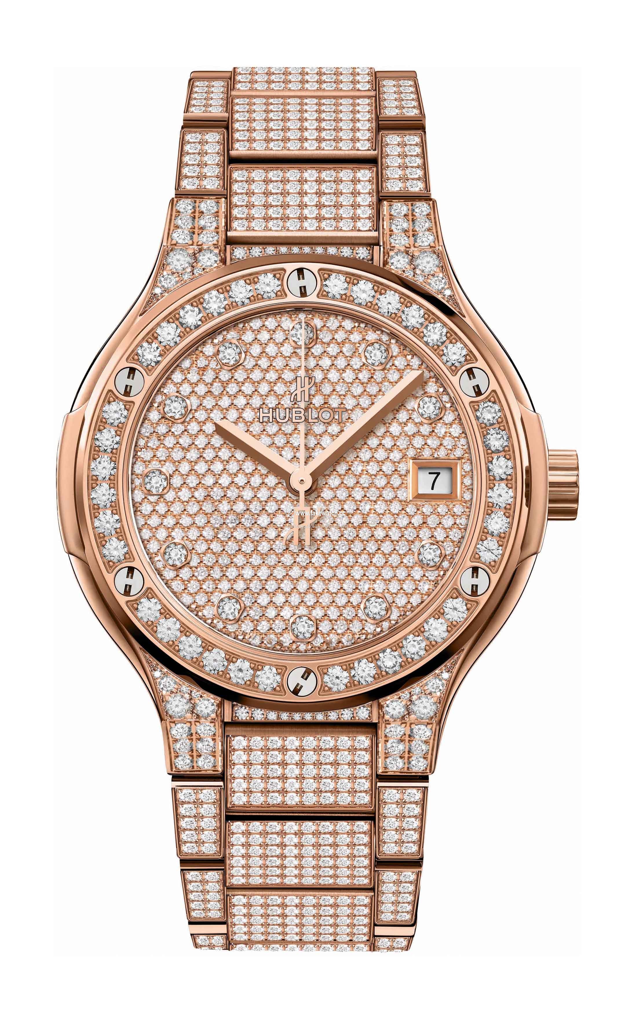 Hublot Classic Fusion King Gold Full Pave Bracelet 568.OX.9000.OX.3604