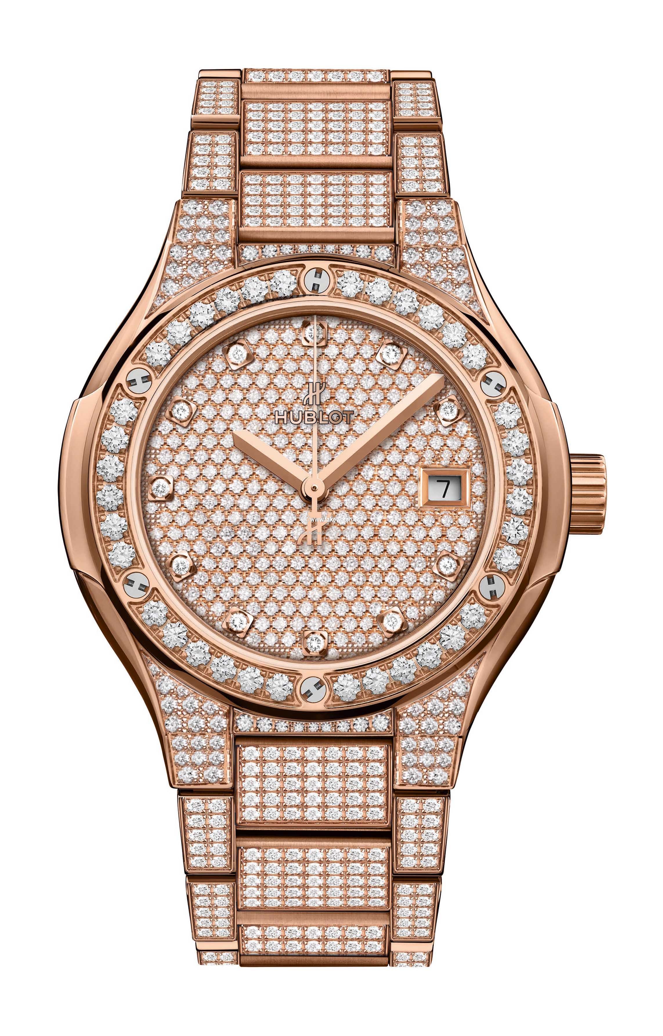 Hublot Classic Fusion King Gold Full Pave Bracelet 585.OX.9000.OX.3604