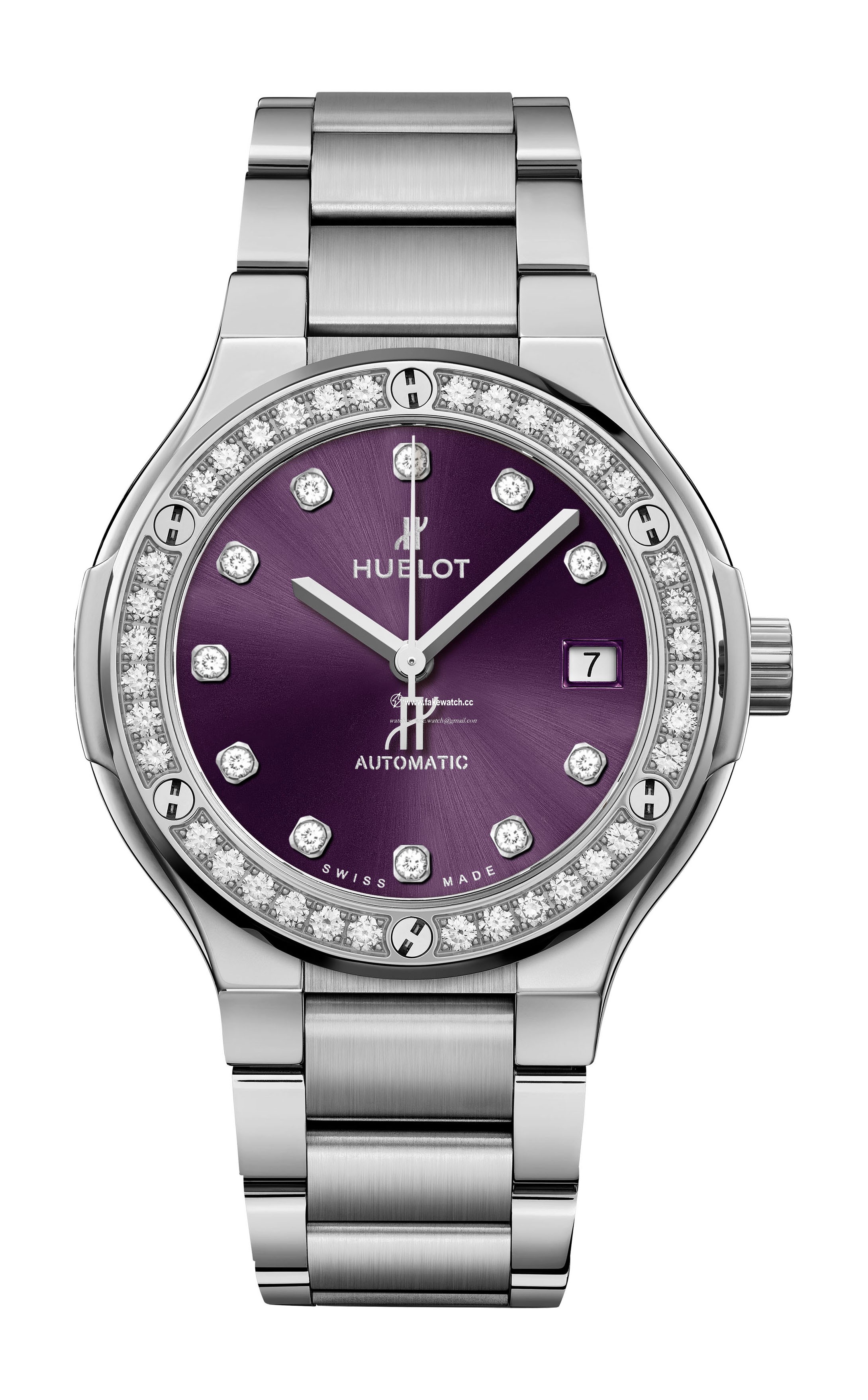 Hublot Classic Fusion Titanium Purple Diamonds Bracelet 568.NX.897V.NX.1204