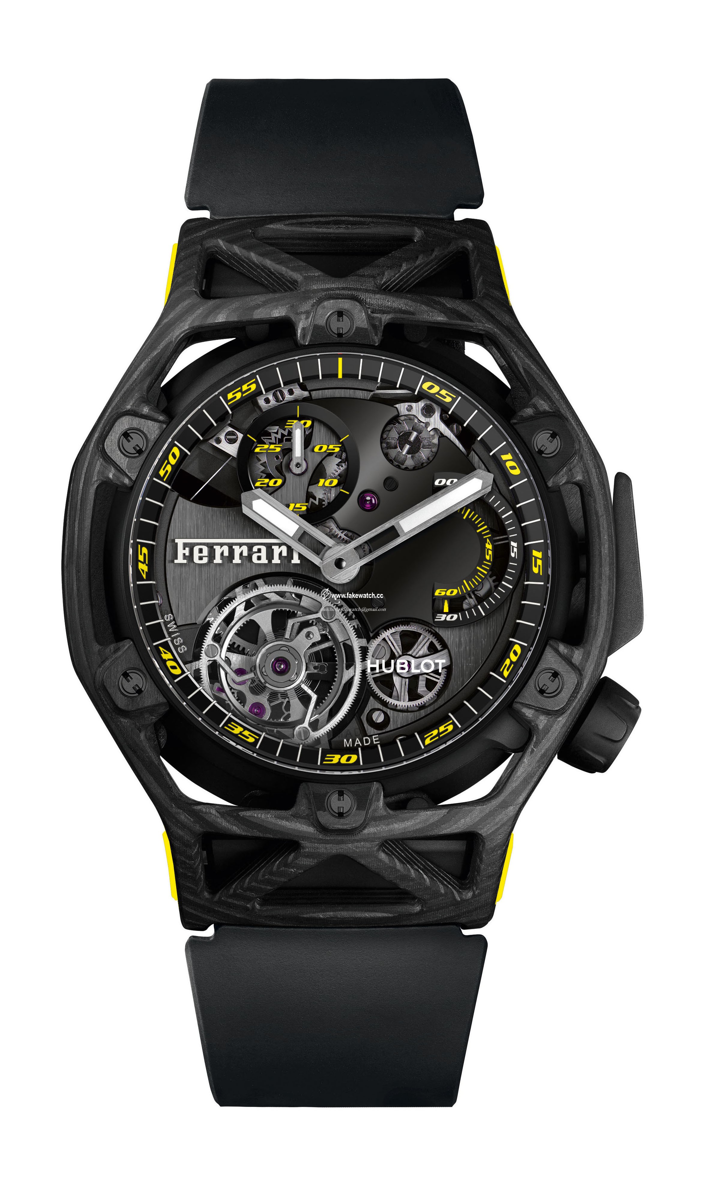 Hublot Techframe Ferrari Tourbillon Chronograph Carbon Yellow 408.QU.0129.RX